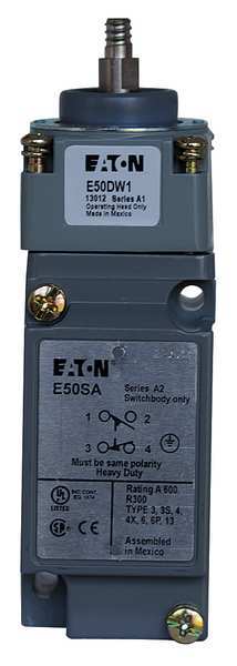 Eaton Heavy Duty Limit Switch, Wobble Stick, 1NC/1NO, 10A @ 600V AC, Actuator Location: Top E50AW1