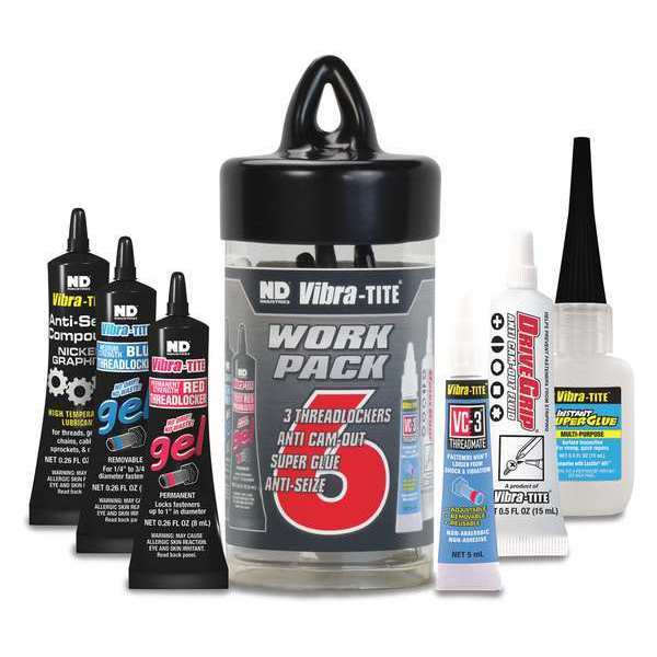 Vibra-Tite Threadlocker Work Pack Kit, Threadlockers, Anti Cam-Out, Anti-Seize Compound, Super Glue, Lubricants 27007