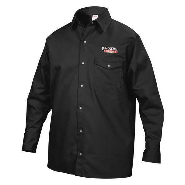 Lincoln Electric Flame-Resistant Collared Shirt, Black, L KH809L