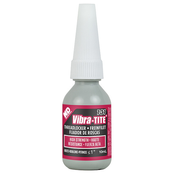 Vibra-Tite Threadlocker, VIBRA-TITE 131, Red, High Strength, Liquid, 10 mL Bottle 13110