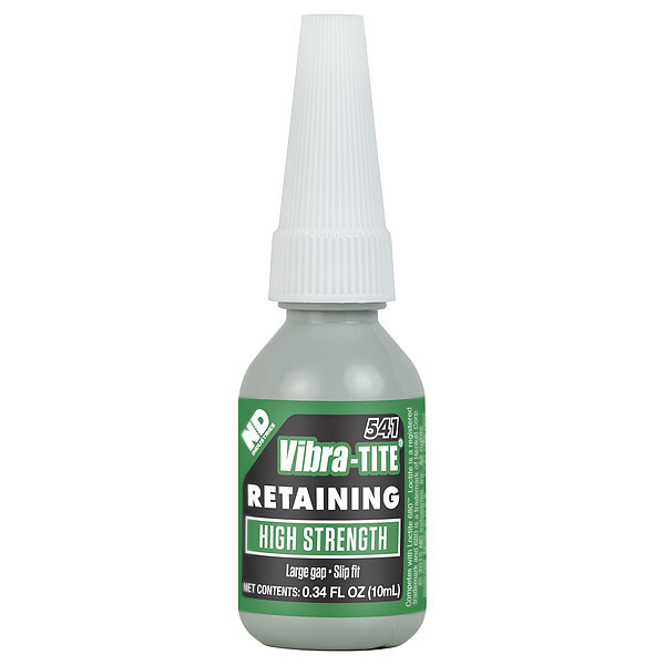 Vibra-Tite Retaining Compound, 541 Series, Green, Liquid, For Loose-Fitting Parts, 10ml Bottle 54110