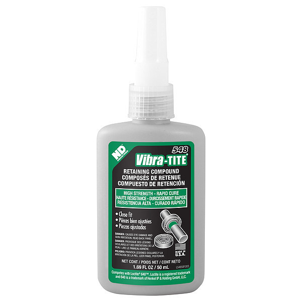 Vibra-Tite Retaining Compound, 548 Series, Green, Liquid, High Strength, 50 mL Bottle 54850