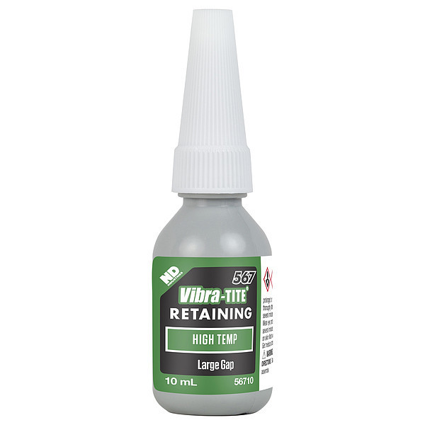 Vibra-Tite Retaining Compound, 567 Series, Green, Liquid, High-Temperature Resistant, Oil Tolerant, 10ml 56710