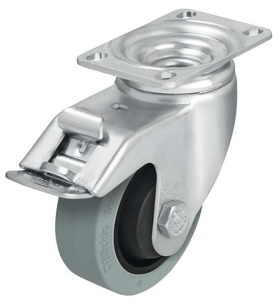 Zoro Select Swivel Plate Caster, Rubber, 3-1/2 in., 350 lb., C L-POEV 89KF-12-FI-SG