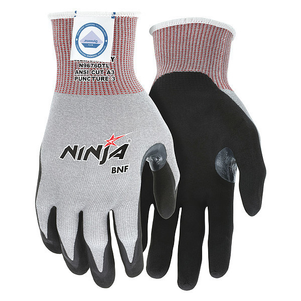 Mcr Safety Cut Resistant Coated Gloves, A3 Cut Level, Foam Nitrile, S, 1 PR N9676DTS
