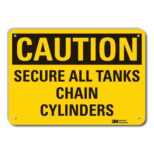 Lyle Reflective Cylinder Handling Caution Sign, 10 in H, 14 in W, English, LCU3-0342-RA_14x10 LCU3-0342-RA_14x10