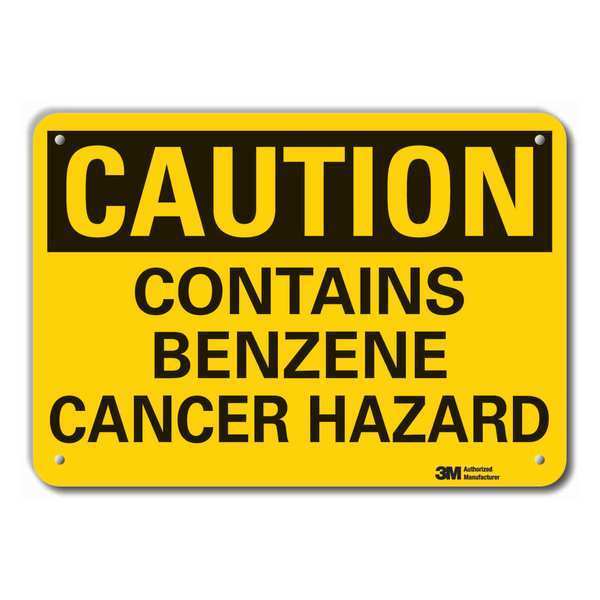 Lyle Reflective Benzene Caution Sign, 7 in H, 10 in W, Vertical Rectangle, English, LCU3-0327-RA_10x7 LCU3-0327-RA_10x7