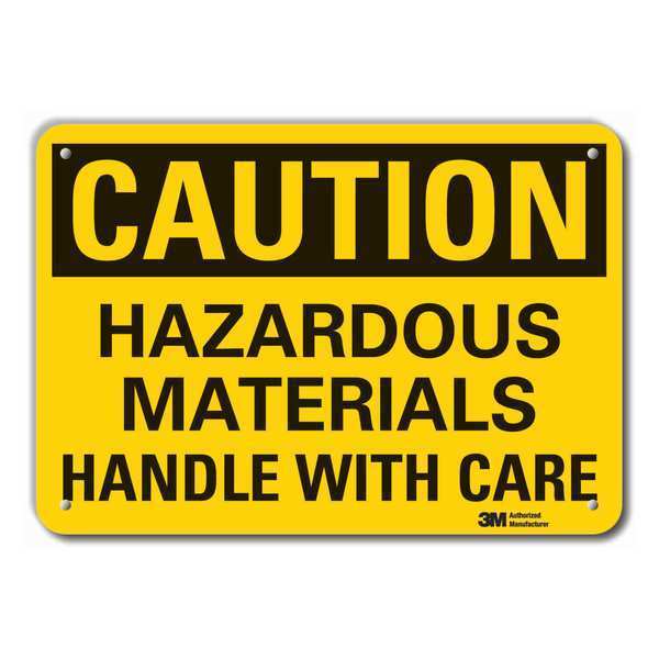 Lyle Reflective Hazardous Materials Caution Sign, 10 in H, 14 in W, English, LCU3-0362-RA_14x10 LCU3-0362-RA_14x10