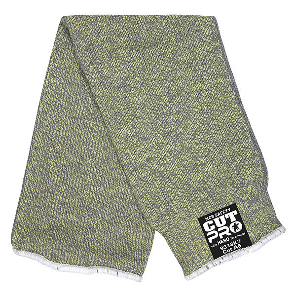 Mcr Safety Cut-Resistant Sleeve: ANSI/ISEA Cut Level A6, Thumbhole, 18 in Length, Green, Knit Cuff 9318K7T