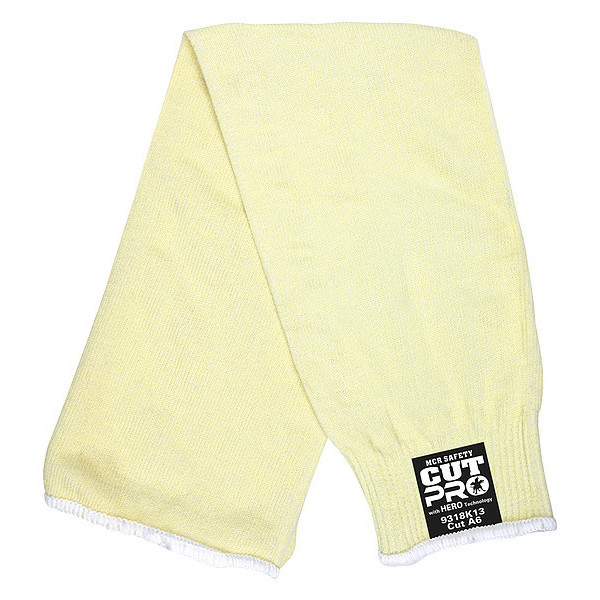Mcr Safety Cut-Resistant Sleeve: ANSI/ISEA Cut Level A6, 18 in Length, Yellow, Knit Cuff 9318K13