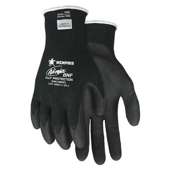 Mcr Safety Cut Resistant Coated Gloves, A3 Cut Level, Nitrile, M, 1 PR N9878BNFM