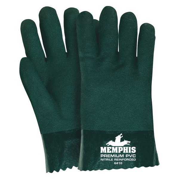 Mcr Safety 10" Chemical Resistant Gloves, PVC, L, 12PK 6410