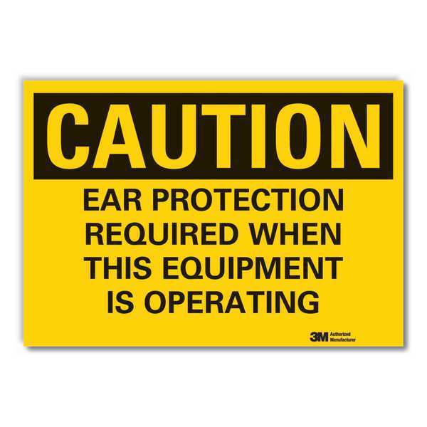 Lyle Caution Sign, 5 in H, Vinyl, Ear Protection LCU3-0443-RD_7x5