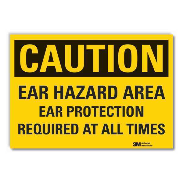 Lyle Caution Sign, 3-1/2 in H, Vinyl, Ear Hazard LCU3-0429-RD_5x3.5
