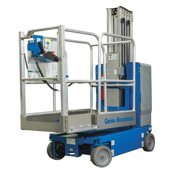 Genie Self Propelled Aerial Work Platform, Yes Drive, 350 lb Load Capacity, 6 ft 6 in Max. Work Height GR-20 W/ GATED EXT DECK