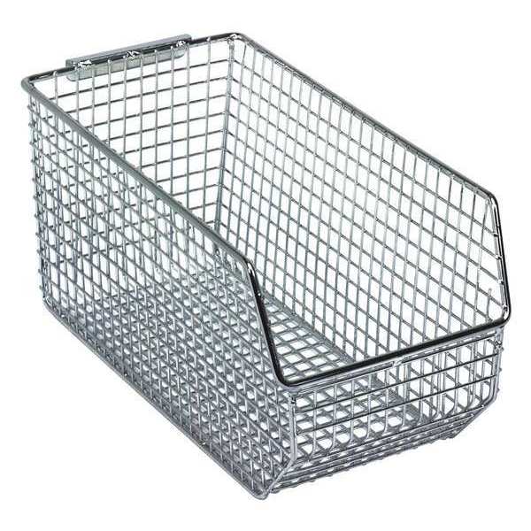 Quantum Storage Systems 120 lb Hang & Stack Storage Bin, Wire, 5 1/2 in W, 5 in H, Chrome, 10 3/4 in L QMB530C