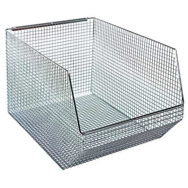Quantum Storage Systems 105 lb Hang & Stack Storage Bin, Wire, 11 in W, 10 1/4 in H, 18 1/2 in L, Chrome QMB560C