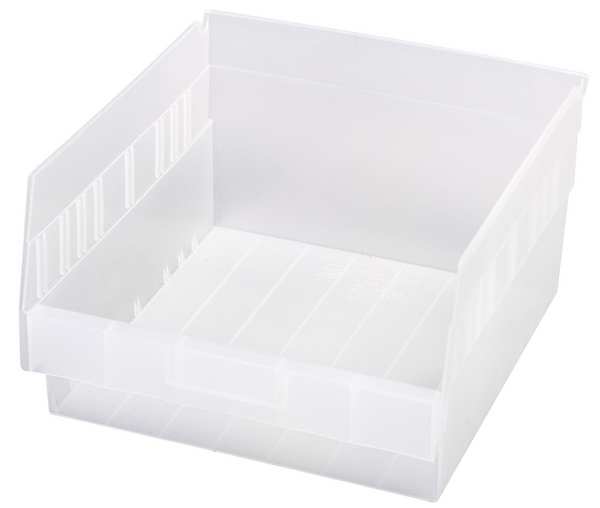 Quantum Storage Systems 50 lb Shelf Storage Bin, Polypropylene, 11 1/8 in W, 6 in H, 11 5/8 in L, Clear QSB209CL