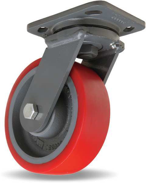 Hamilton Plate Caster, Swivel, Poly, 4 in., 900 lb., Red S-WH-4TRB-4SL-FB