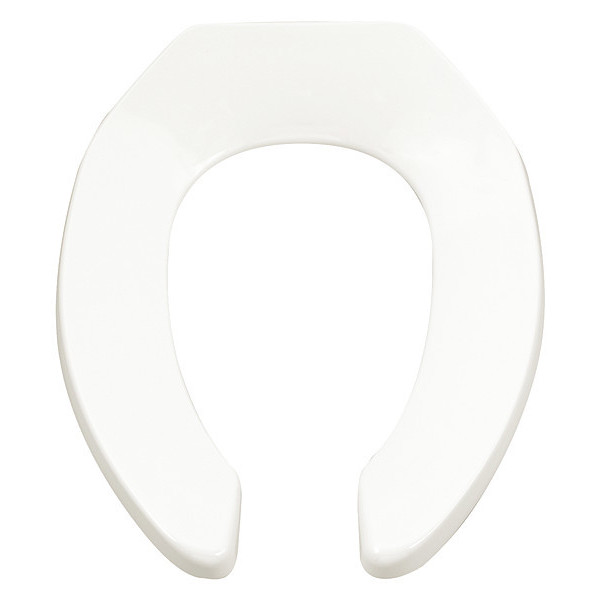 American Standard Elongated Toilet Seat, Open Front, External Check Hinge, 1 in Seat Ht, Plastic, White 5901100.020