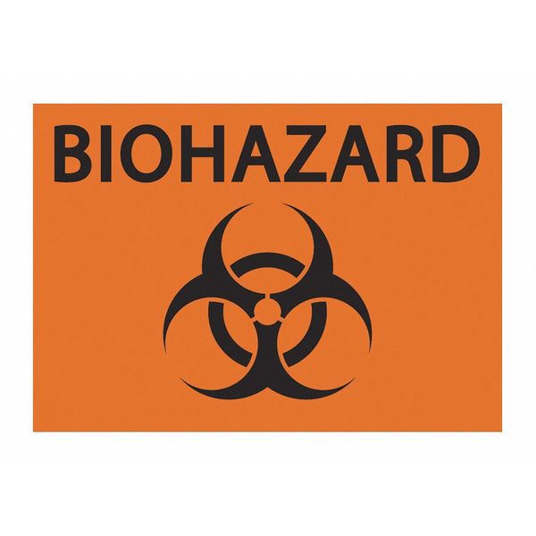 Zing Biohazard Sign, 7 in H, 10 in W, Rectangle, English, 1912A 1912A