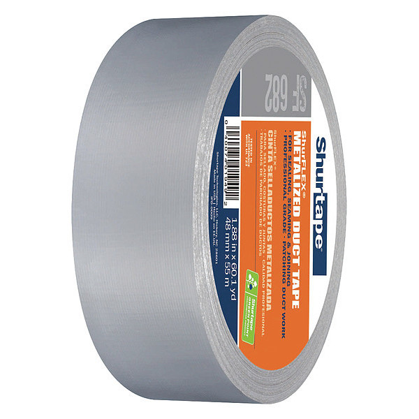 Shurtape Duct Tape, 55m L, 5-63/64 in. D, Silver SF 682