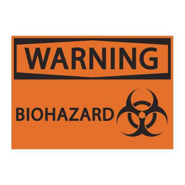 Zing Biohazard Sign, 7 in H, 10 in W, Plastic, Rectangle, English, 1919S 1919S
