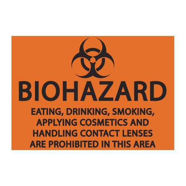 Zing Biohazard Sign, 7 in H, 10 in W, Plastic, Rectangle, English, 1923 1923