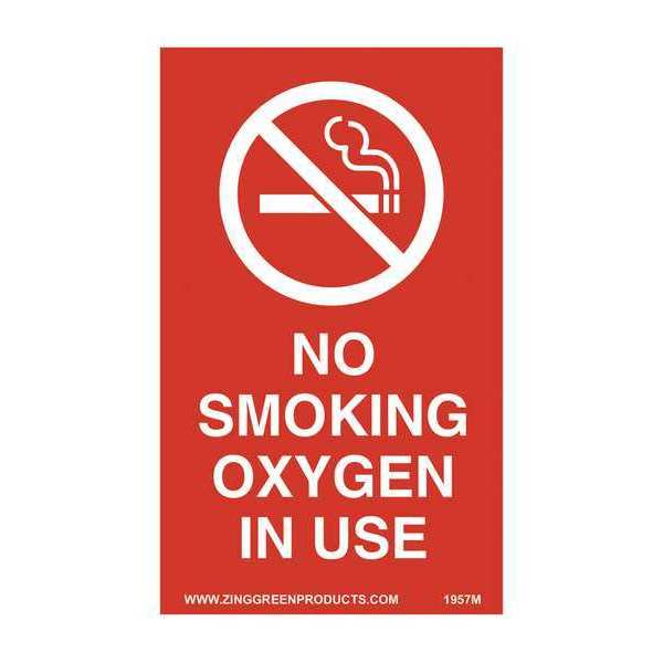 Zing No Smoking Sign, 5 in Height, 3 in Width, Vinyl, Rectangle, English 1957M