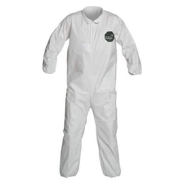 Dupont Collared Disposable Coveralls, 6XL, 25 PK, White, Microporous Film Laminate, Zipper NB125SWH6X002500