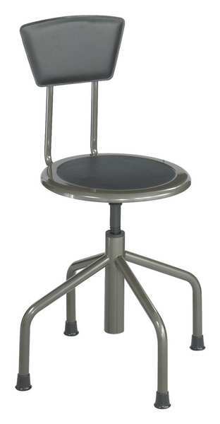 Safco Round Stool with Backrest, Height 16" to 22"Pewter 6668