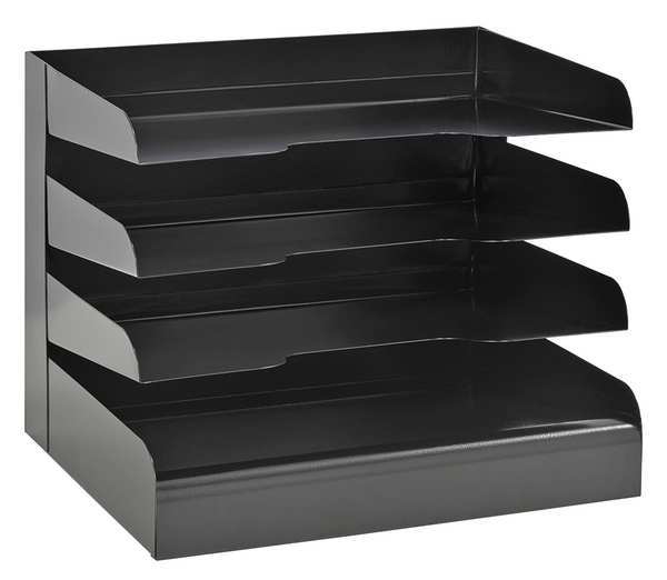 Buddy Products Letter Tray, Steel, Black, 4 Comp 0404-4