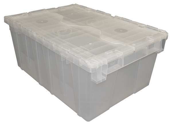 Orbis Translucent Attached Lid Container, Plastic, Metal Hinge FP143 CLEAR