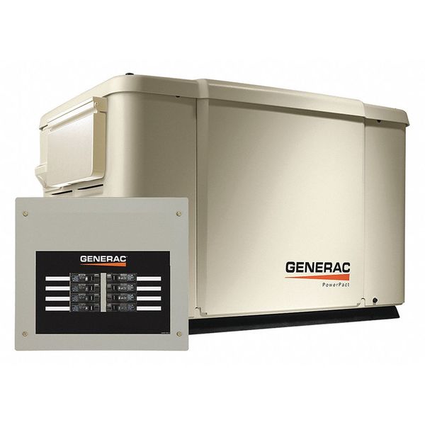 Generac Automatic Standby Generator, Single Phase, 7.5kW LP/6kW NG, Air Cooled 6998