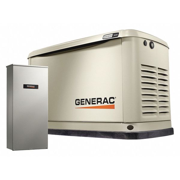 Generac Automatic Standby Generator, Liquid Propane/Natural Gas, 1 Phase, 16kW LP/16kW NG, Air Cooled 7037