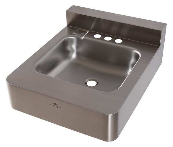 Dura-Ware Silver Bathroom Sink, Stainless Steel, Wall Mount Bowl Size 14" x 12" x 5" 1953-1-09-GT-H34