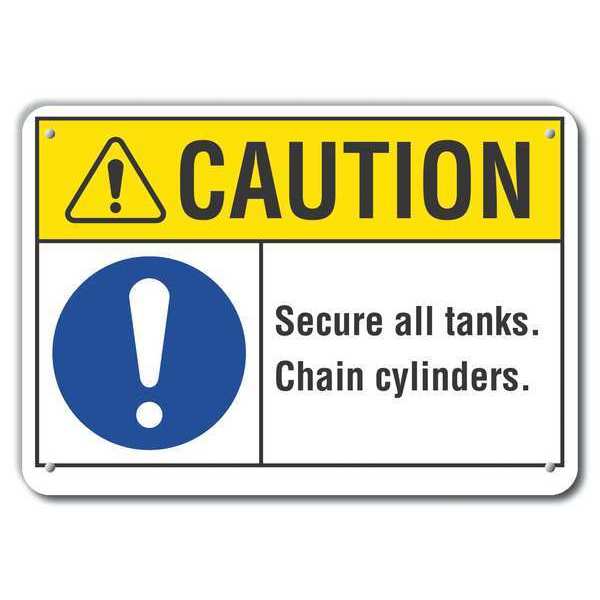 Lyle Reflective Cylinder Handling Caution Sign, 7 in H, 10 in W, Vertical Rectangle, LCU3-0047-RA_10x7 LCU3-0047-RA_10x7