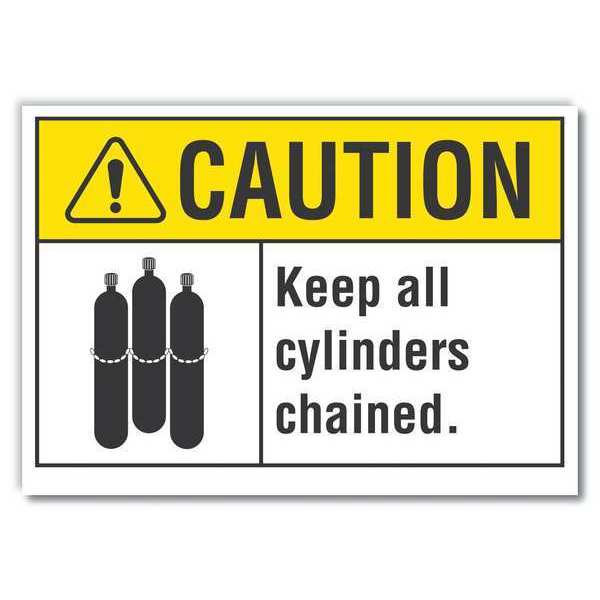 Lyle Cylinder Handling Caution Reflective Label, 7 in H, 10 in W, English, LCU3-0094-RD_10x7 LCU3-0094-RD_10x7