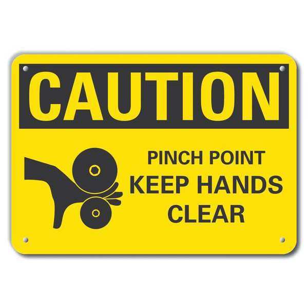 Lyle Reflective  Pinch Point Caution Sign, 7 in Height, 10 in Width, Aluminum, Vertical Rectangle LCU3-0152-RA_10x7