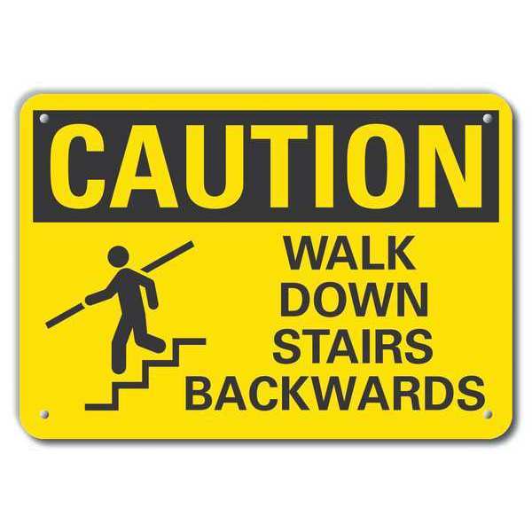 Lyle Reflective  Steps Caution Sign, 10 in Height, 14 in Width, Aluminum, Horizontal Rectangle, English LCU3-0143-RA_14x10