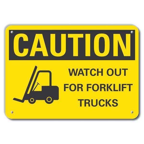 Lyle Caution Sign, 10 in H, 14 in W, Aluminum, Horizontal Rectangle, English, LCU3-0195-RA_14x10 LCU3-0195-RA_14x10