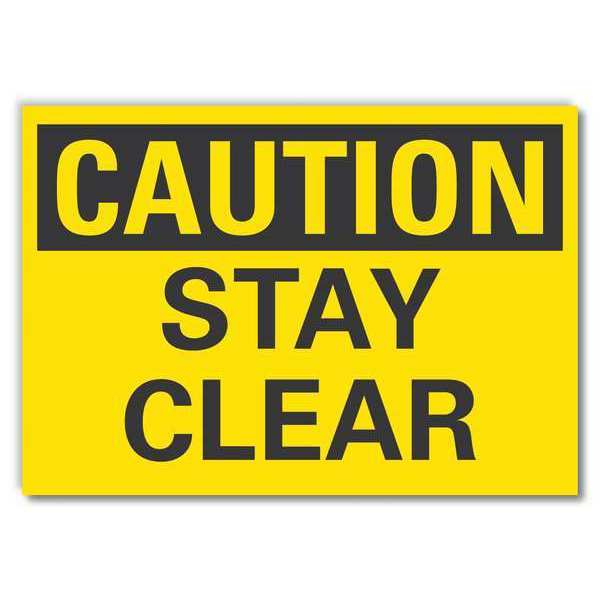 Lyle Stay Clear Caution Reflective Label, 3 1/2 in H, 5 in W, English, LCU3-0211-RD_5x3.5 LCU3-0211-RD_5x3.5