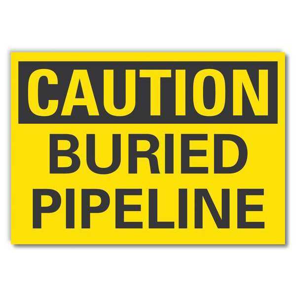 Lyle Buried Pipeline Caution Reflective Label, 3 1/2 in Height, 5 in Width, Reflective Sheeting, English LCU3-0236-RD_5x3.5