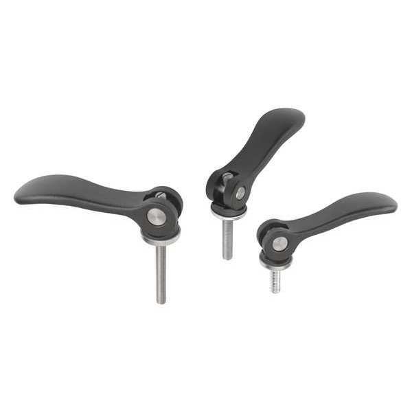 Kipp Cam Lever Adjustable S0 8-32X15, A=52, 3, B=18, Aluminum Black Powder-Coated, Comp: Stainless Steel K0006.05111AEX15