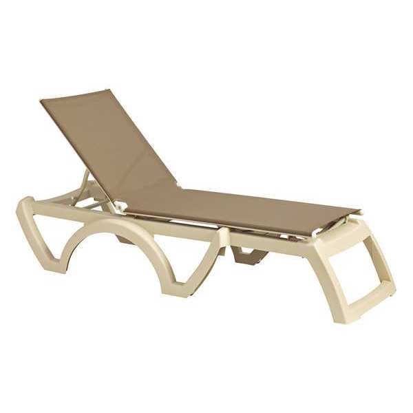 Grosfillex Taupe 14"H Adjustable Outdoor Chaise Lounge Chair US167181