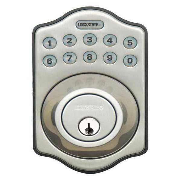 Lockstate Deadbolt, Keypad, 1/2"ID, (4)AA, 10 Keys LS-DB500-SN