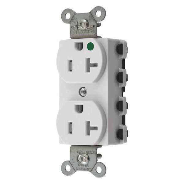 Hubbell Receptacle, 20 A Amps, 125V AC, Flush Mount, Standard Duplex Outlet, 5-20R, White SNAP8300WTRA
