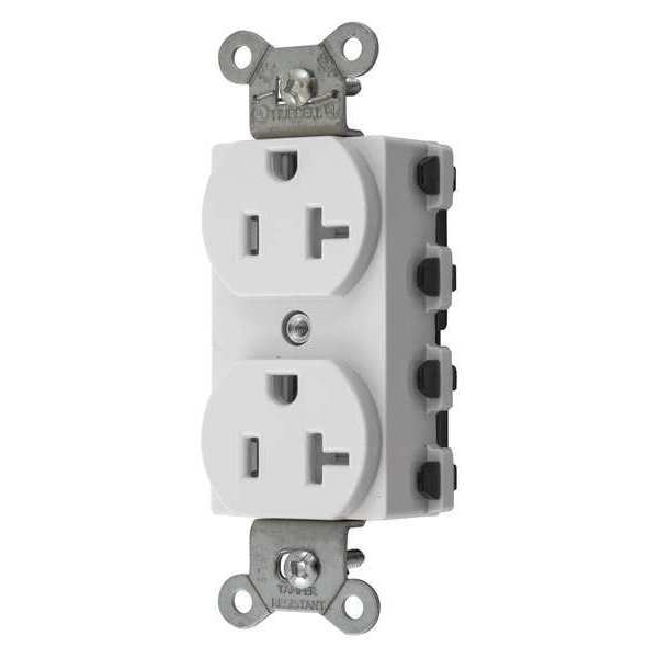 Hubbell Receptacle, 20 A Amps, 125V AC, Flush Mount, Standard Duplex Outlet, 5-20R, White SNAP5362WTRA