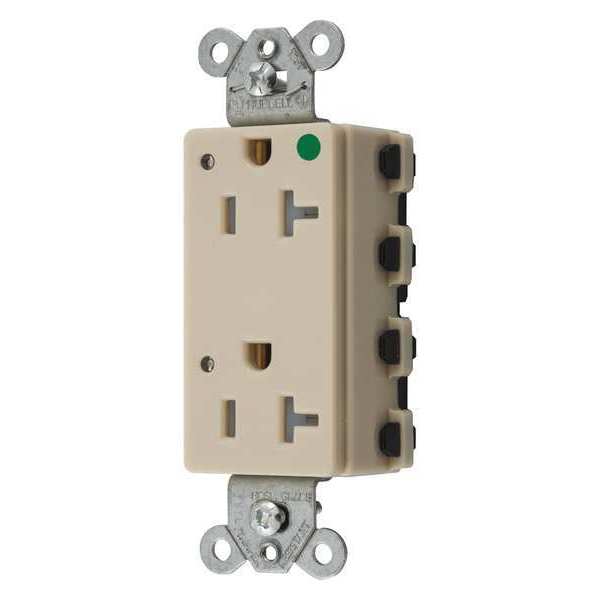 Hubbell Receptacle, 20 A Amps, 125V AC, Flush Mount, Standard Duplex Outlet, 5-20R, Ivory SNAP2182ILTRA