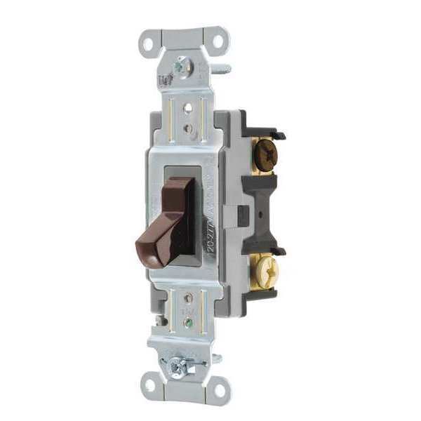 Hubbell Wall Switch, Brown, 1/2 HP, 3-Way Switch CSB315